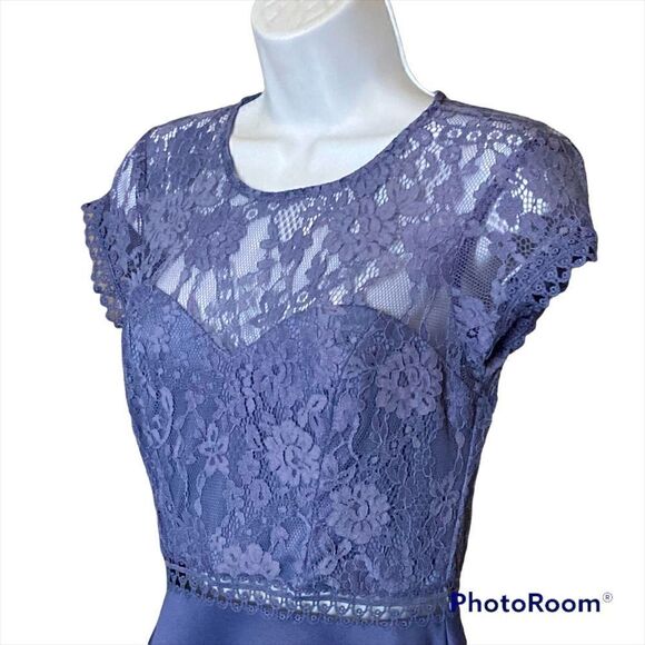 City Studios Juniors' Lace & Scuba Fit & Flare Party Dress Periwinkle - Picture 10 of 16